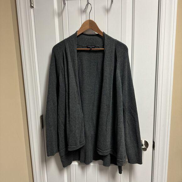 NEW Eileen Fisher Ultra Fine Merino Straight Long Cardigan Black size L $318 - Picture 1 of 4